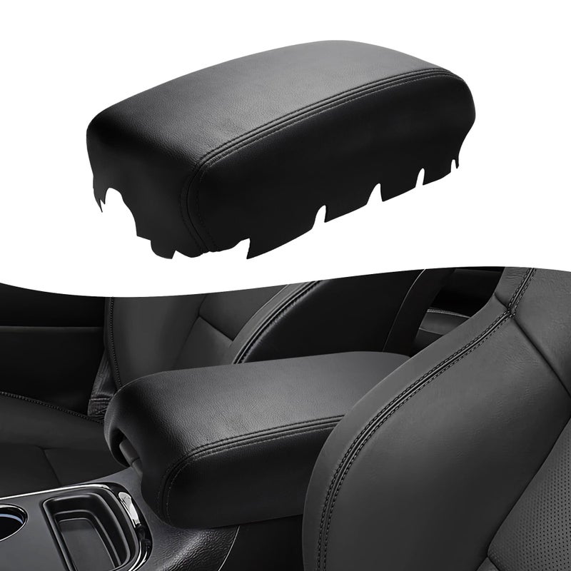 KBH Center Console Armrest Cover Replacement for Dodge Durango & Jeep Grand Cherokee 2011-2020, Vinyl Leather, Middle Console Arm Rest Upholstery, Anti-Scratch, Black (Leather Part Only) - Image 1